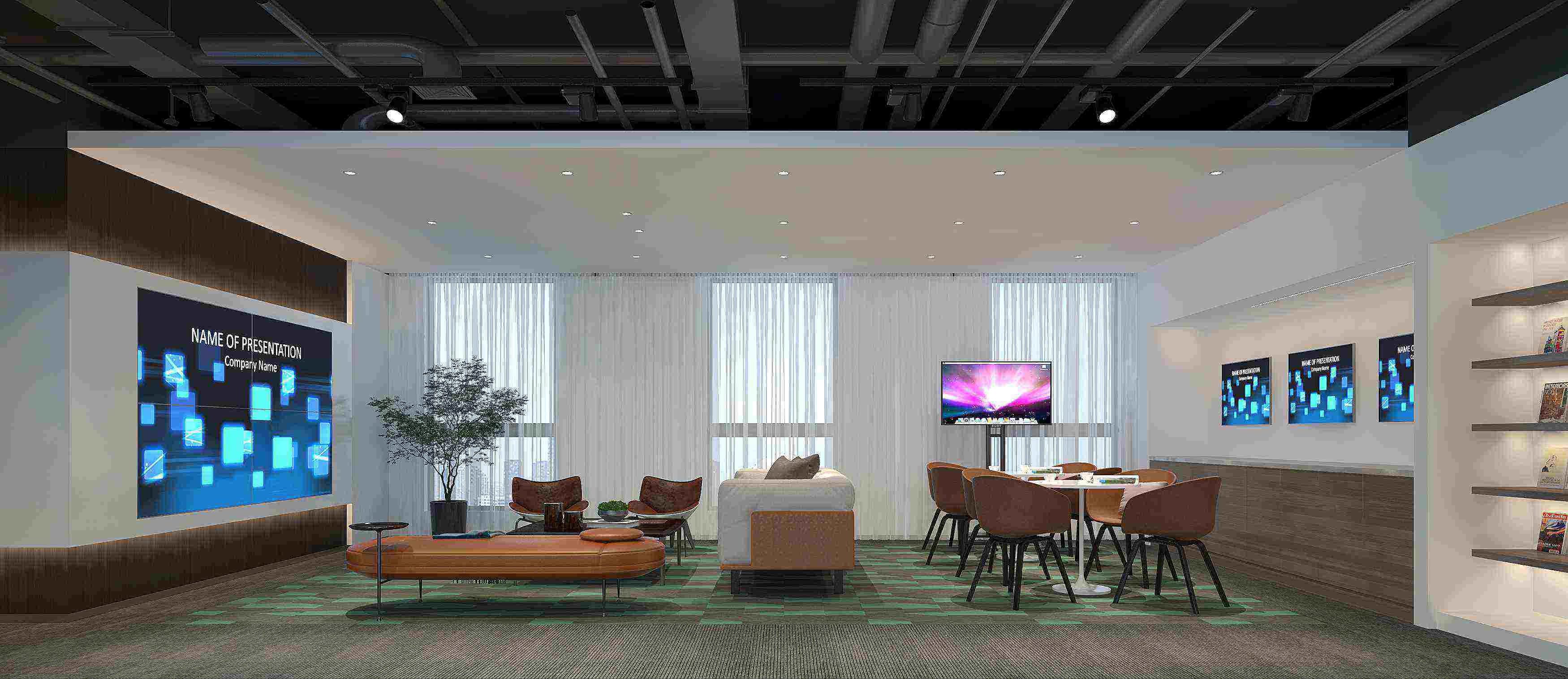 辦公室接待區(qū)該如何設計？辦公室小洽談室裝修設計效果圖